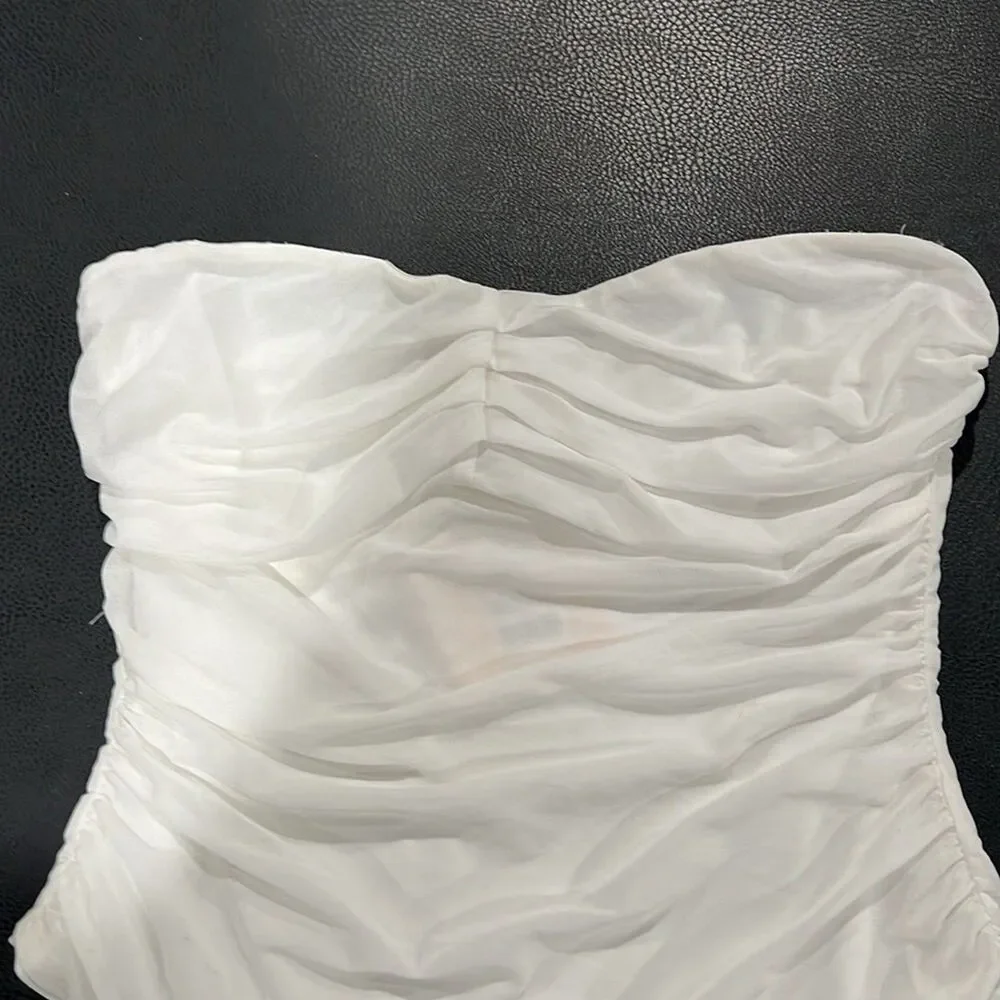 Womens White Strapless Mesh Rushed Thong Showpo Isabella Bodysuit Size 8 NWT - Picture 2 of 10